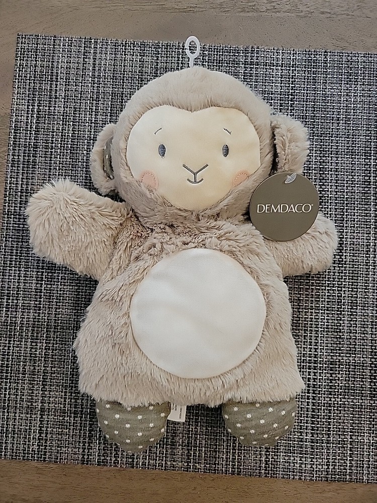 DEMDACO Monkey Soft Plush Stuffed Hand Puppet NWT