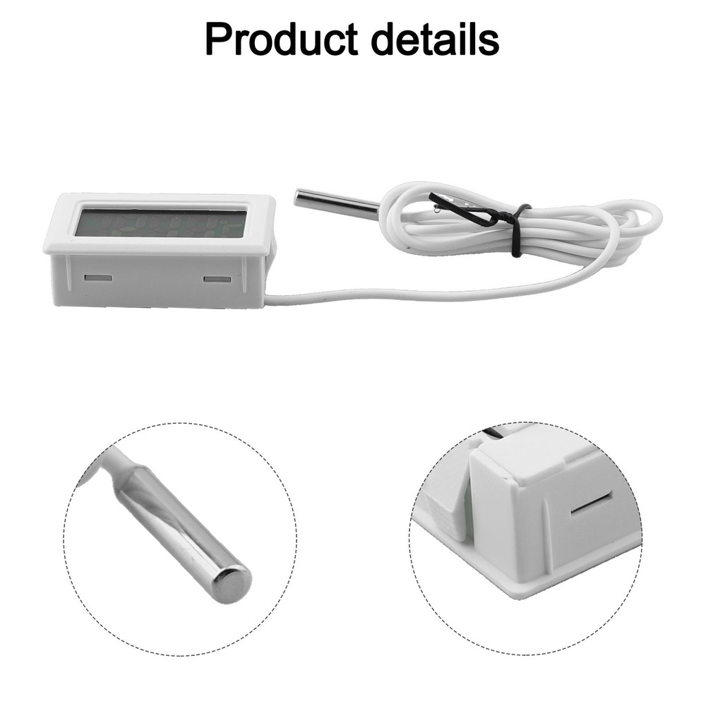 White Digital LCD Thermometer Set with Long Probe for Accurate Readings