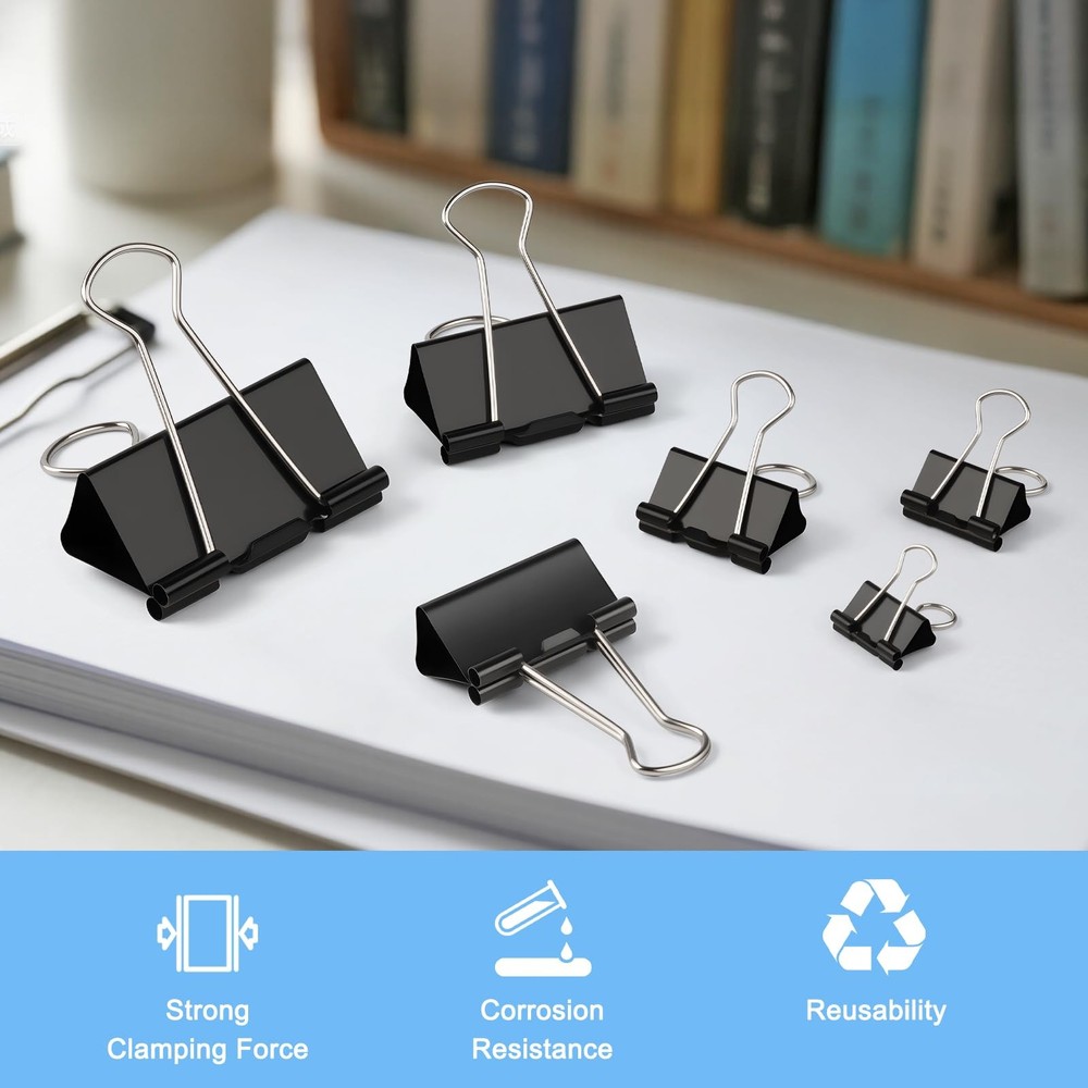 150 PCS Binder Clips Assorted Sizes, Extra Large Medium Small Sizes