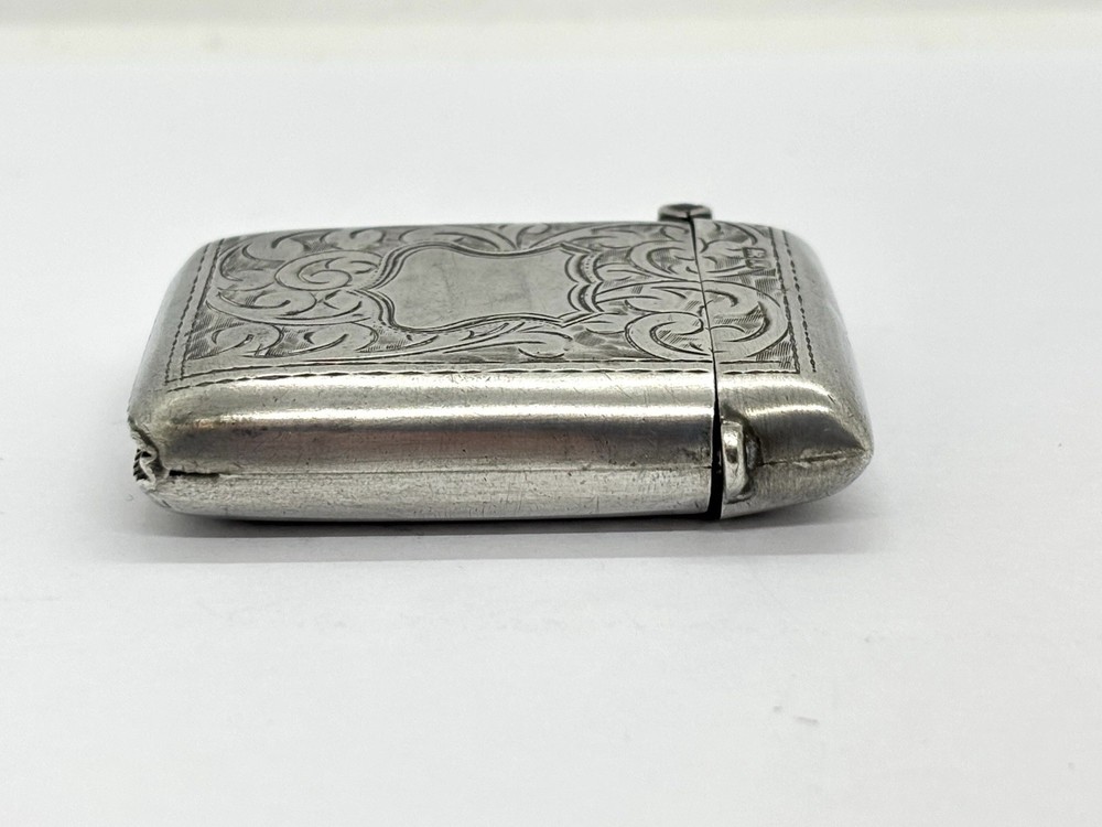 Antique Solid Sterling Silver Vesta Case Fob - Acanthus pattern - 24.5g