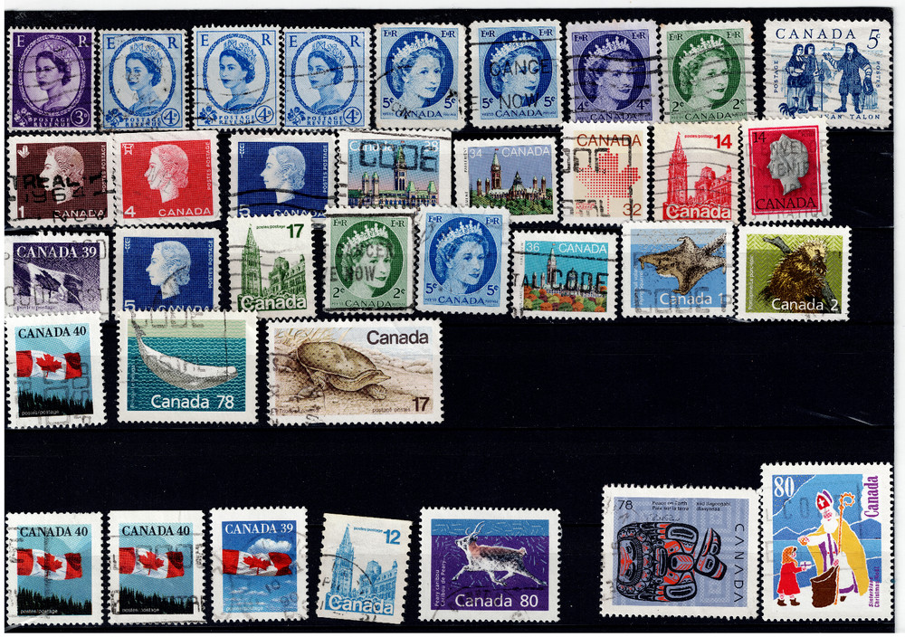 Old Stamp Collection Canada, Stamped