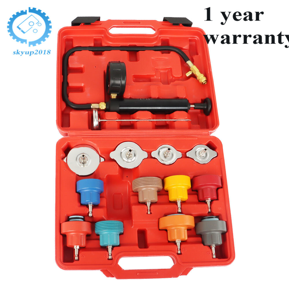 14Pcs Radiator Pump Pressure Leak Tester Detector Coolant System Test Tool Kit