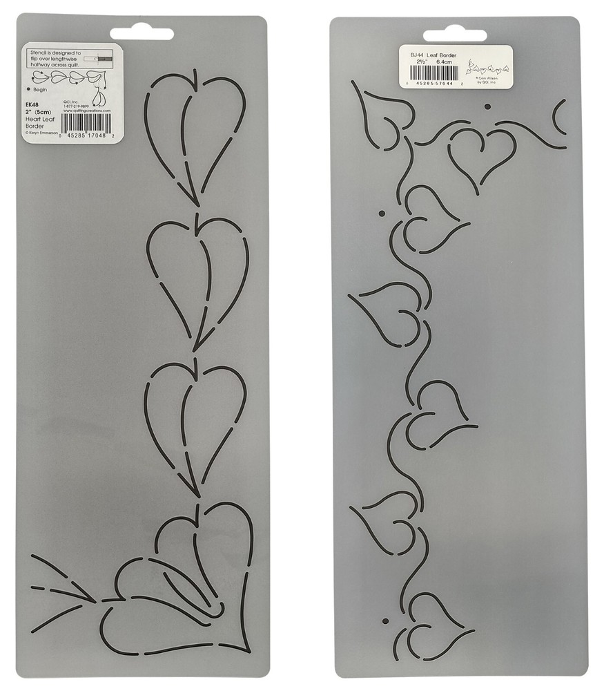 2 Quilting Stencils Heart Leaf Borders Leaves Quilt Pattern Quilters Template