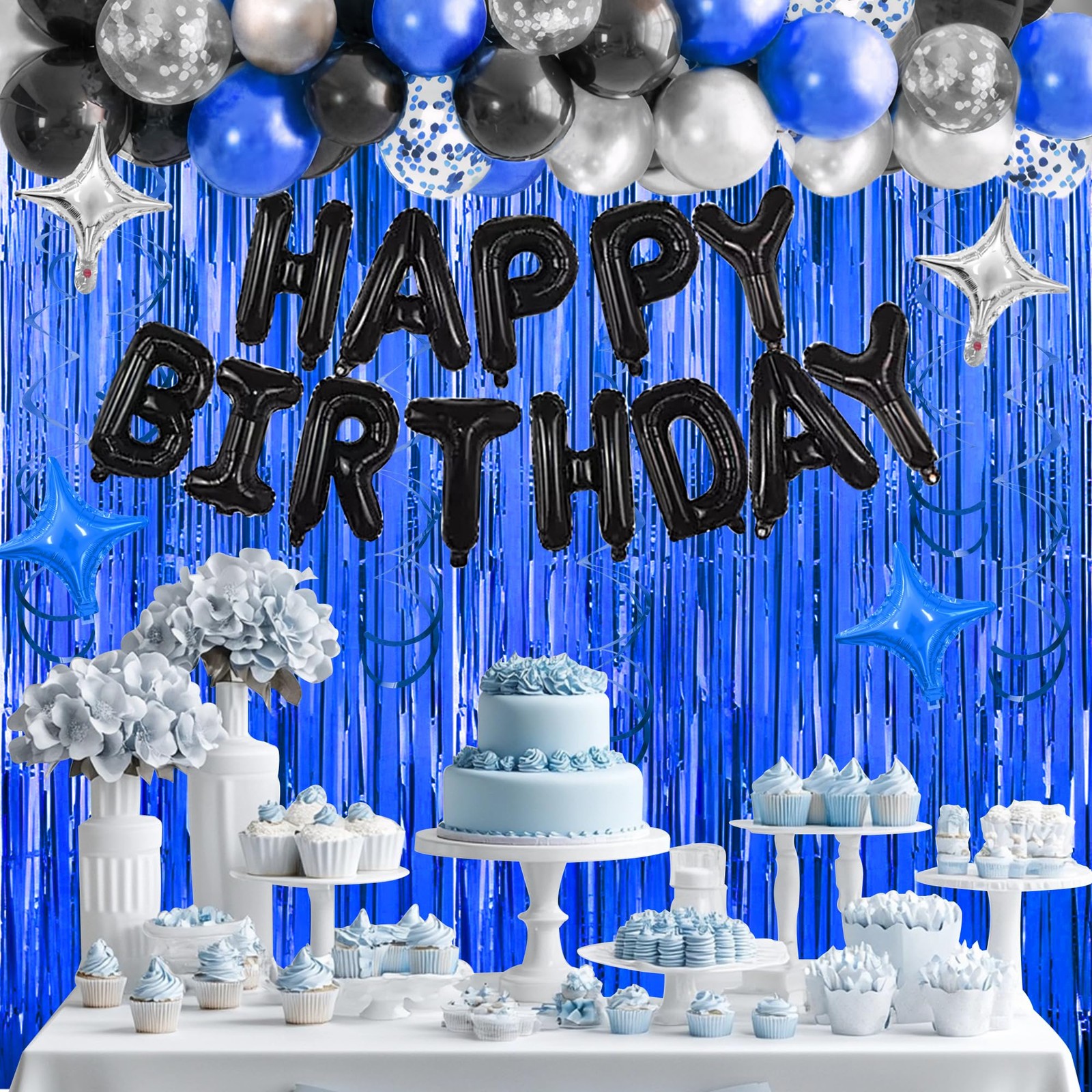 67 Globos Azul Marino y Plateado 12 Pulgadas Para Cumpleaños Fiesta Niños Hombre