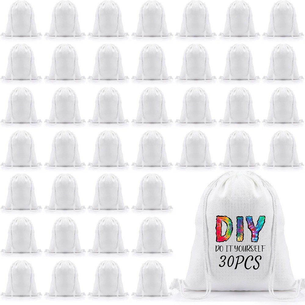Sweetude 30 Pack Sublimation Drawstring Bags Bulk Polyester Bag...
