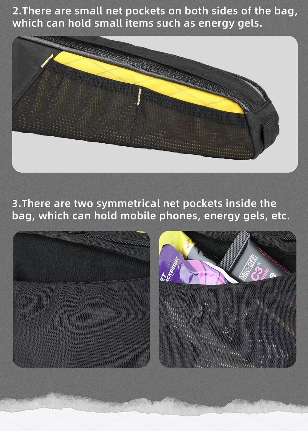 Rhinowalk BIke Large Top Tube Bag Water-Resistant Bikepack For MTB&Road Bike 1pc