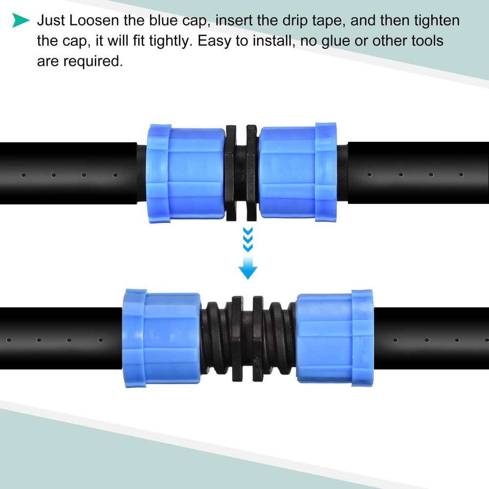 Drip Irrigation Coupling Barbed Locking Fitting for 16mm Drip Tape Blue 50Pcs