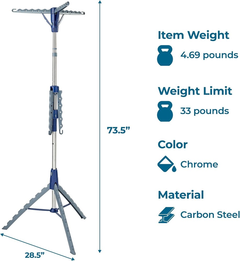 2-Tier Collapsible Tripod Drying Rack – Space-Saving Foldable Clothes & Laundry