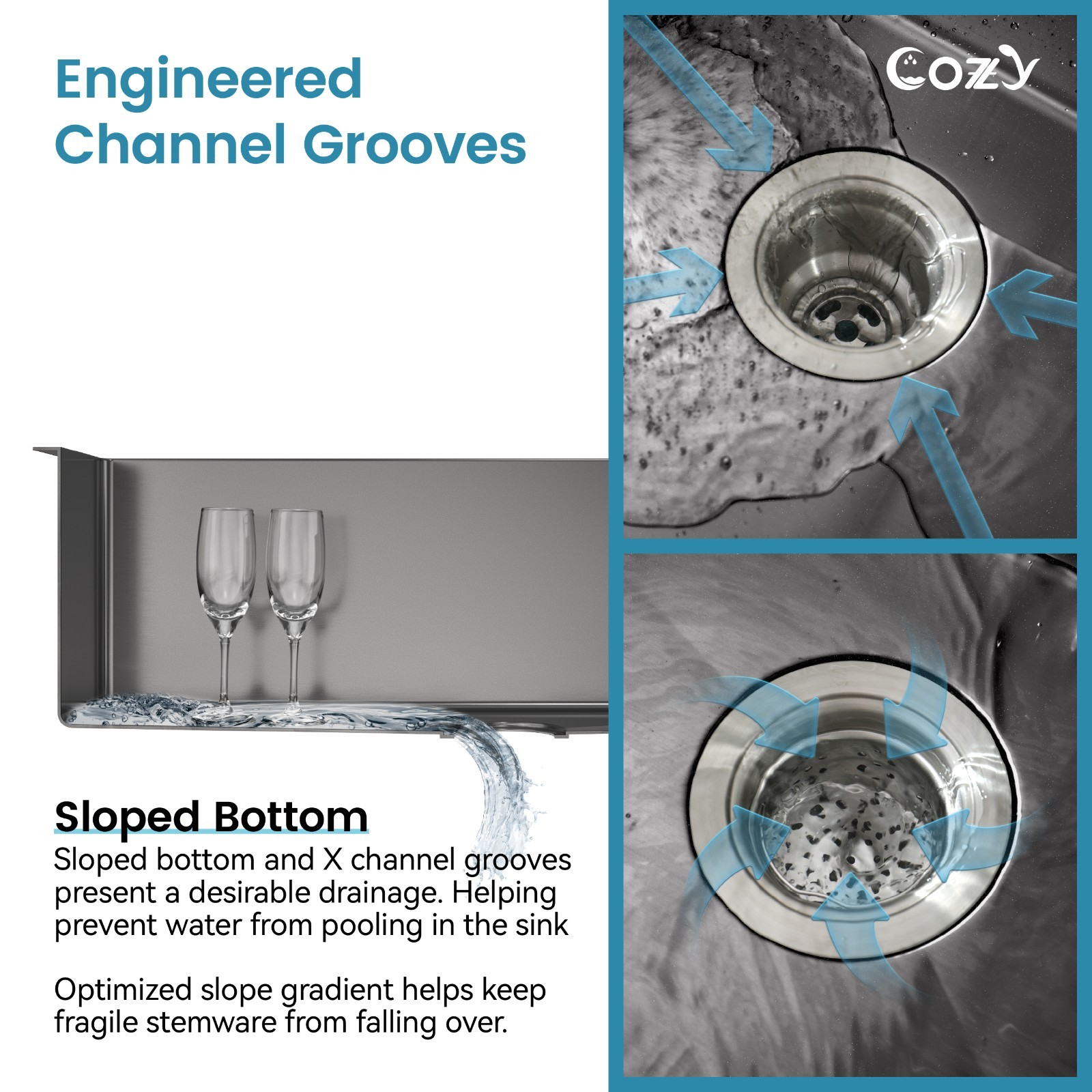 Cozy n Bath 33x22 inch overmount kitchen sink with accessors and drain