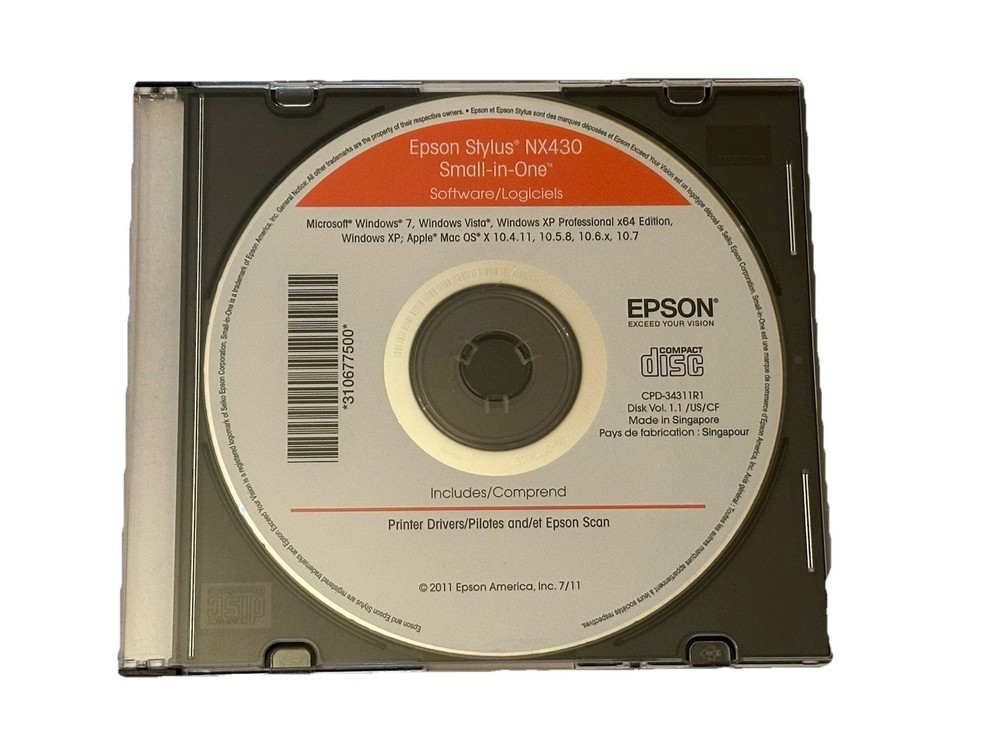 Epson Stylus NX430 Small In One Printer Drivers & Software CD