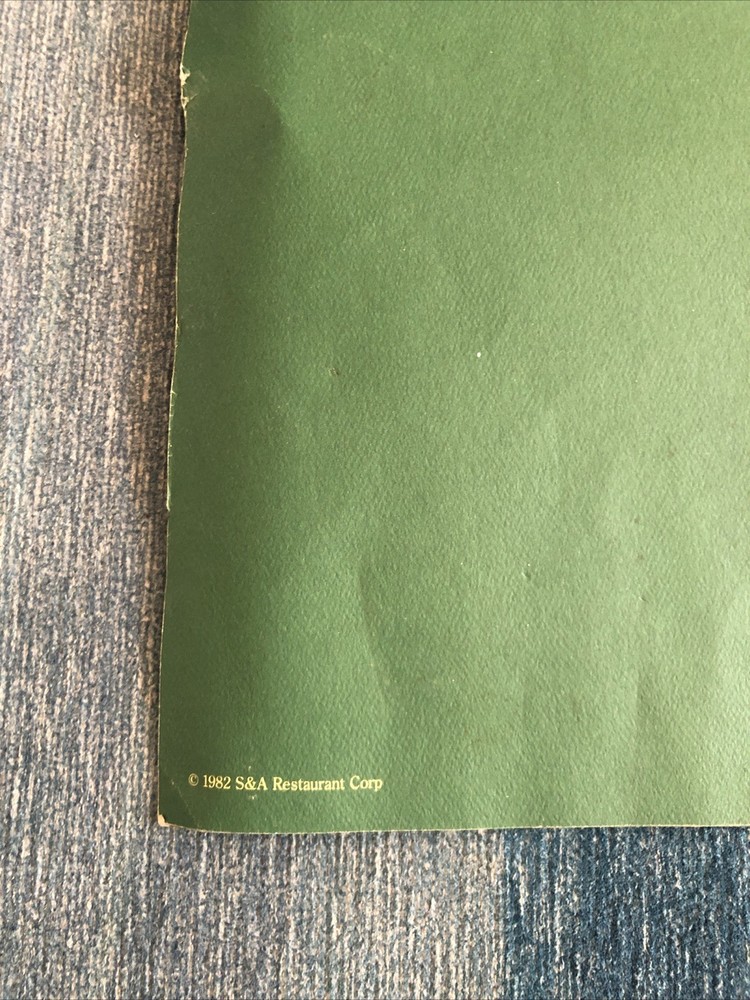 Steak & Ale Vintage Menu Midday Large Menu 1982