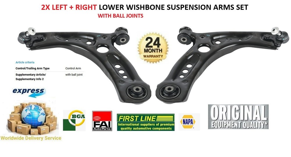 2x Front Lower CONTROL ARMS for AUDI A3 2.0 TDI 2012-on