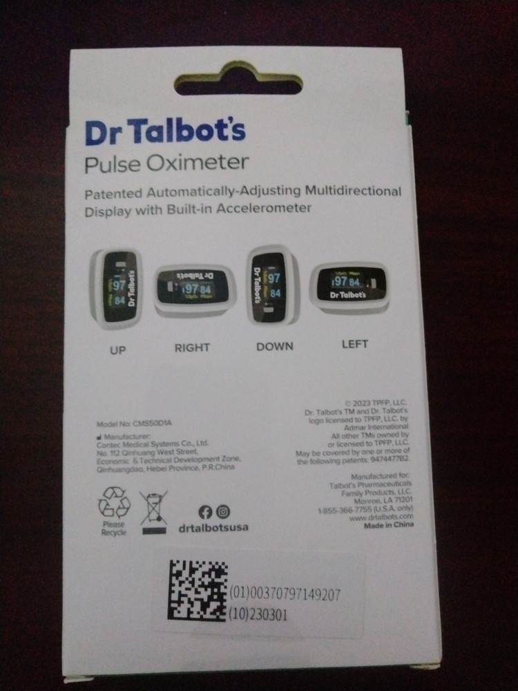 Dr. Talbot's Pulse Oximeter Quick Accurate Oxygen Readings