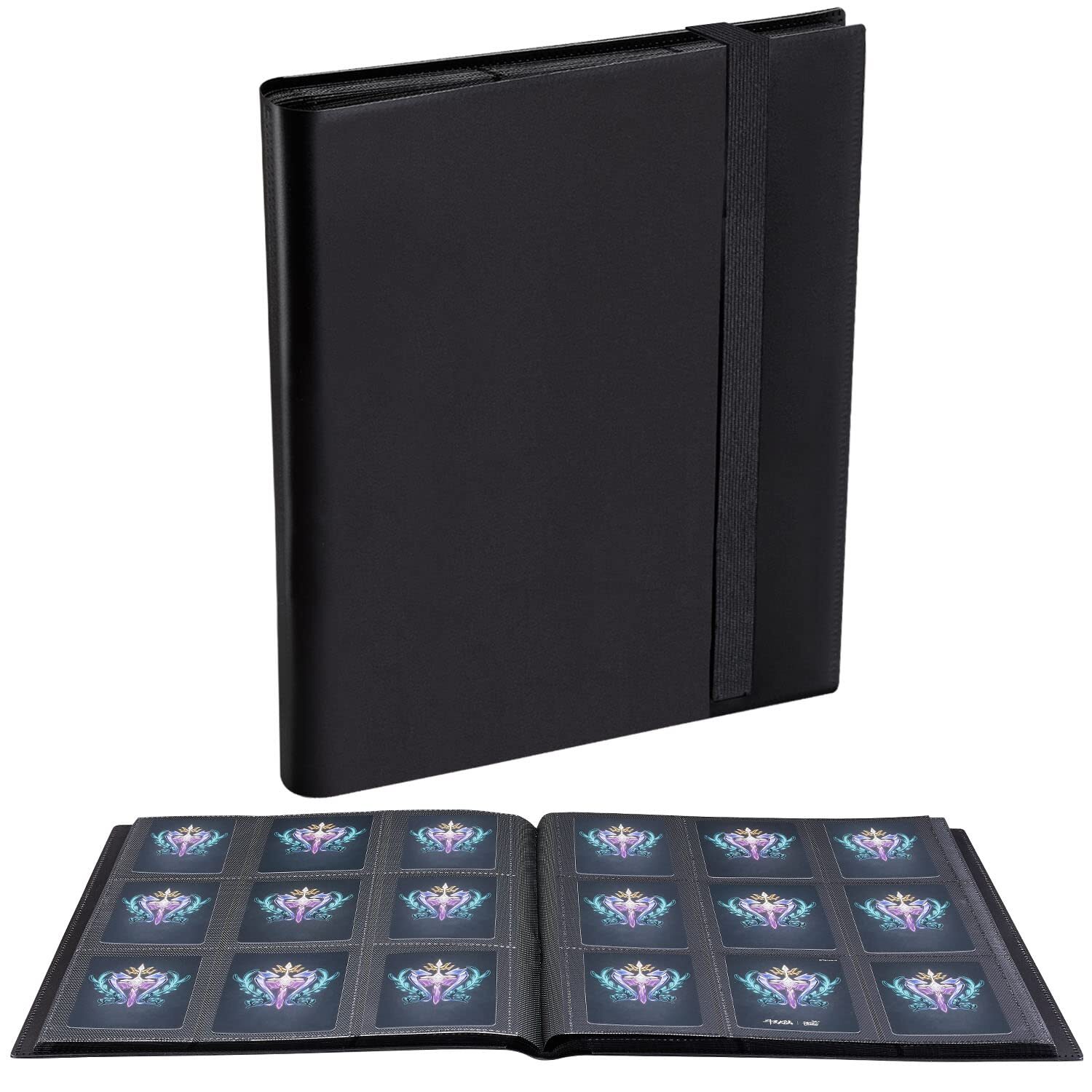 360 Card Pocket Binder with Elastic 9 Pocket Trading Cards Album Folder, Black