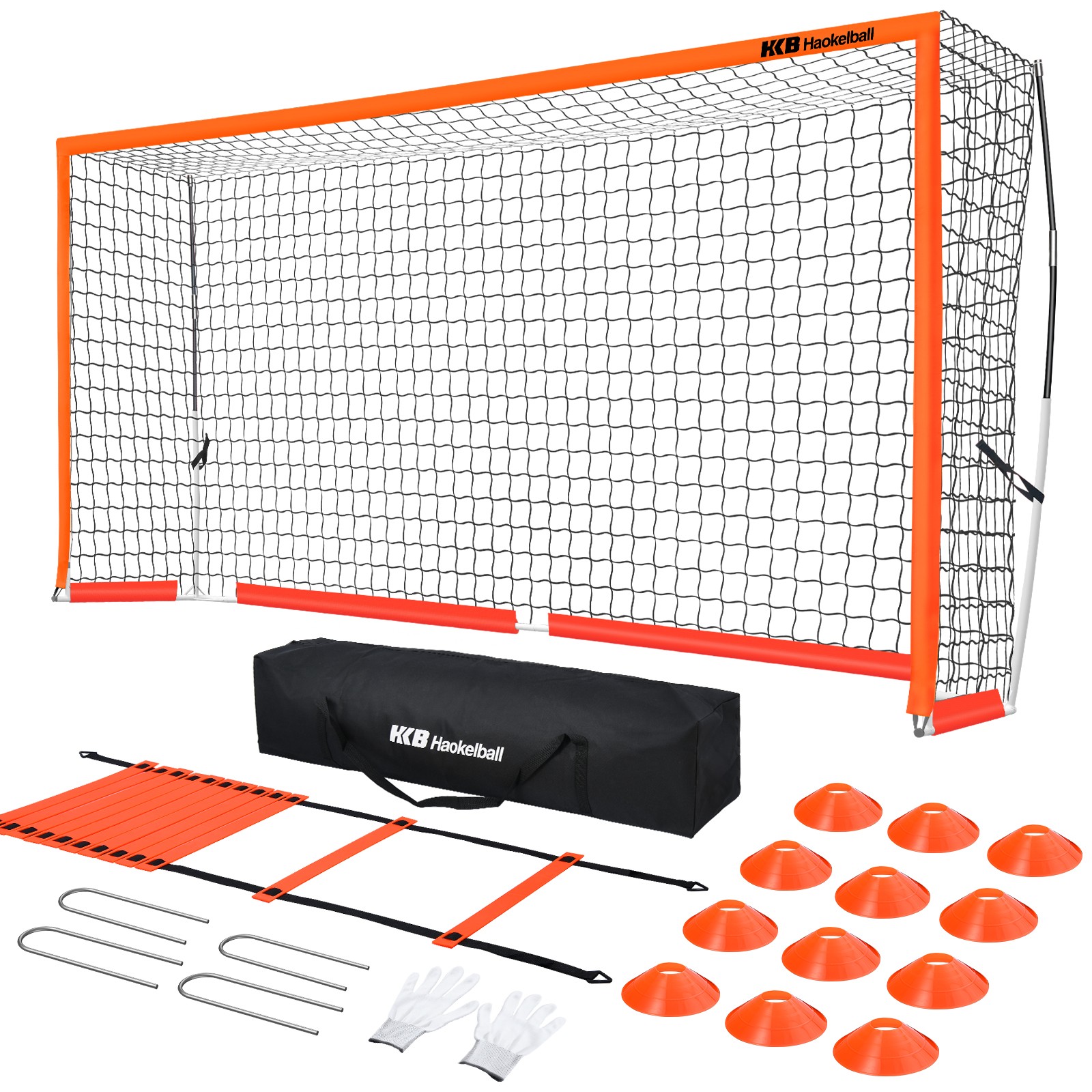 Portable Soccer Net 12x6ft Soccer Goal for Backyard Steel Frame with Net, Ladder