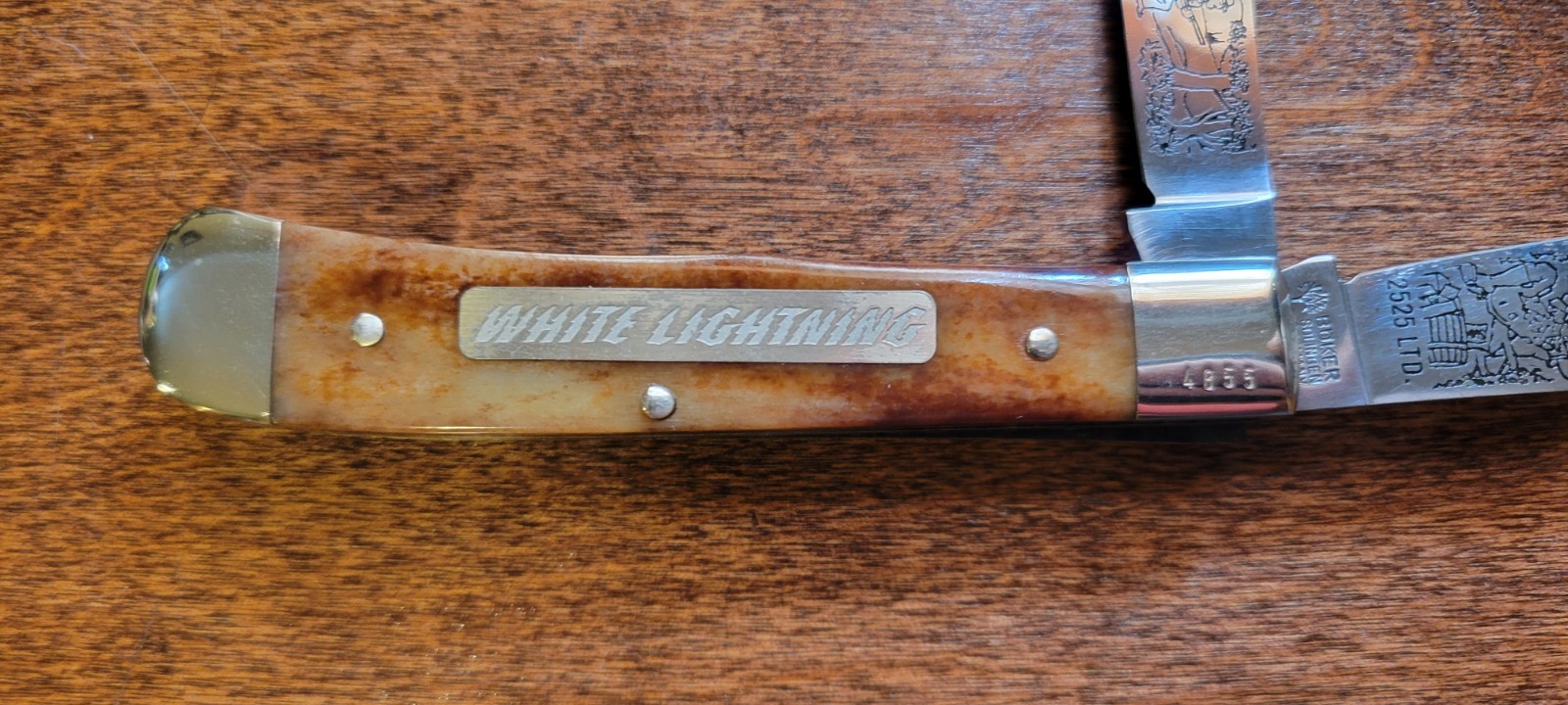 Boker 2525 White Lightning Limited Ed Trapper Pocket Knife with Box Germany