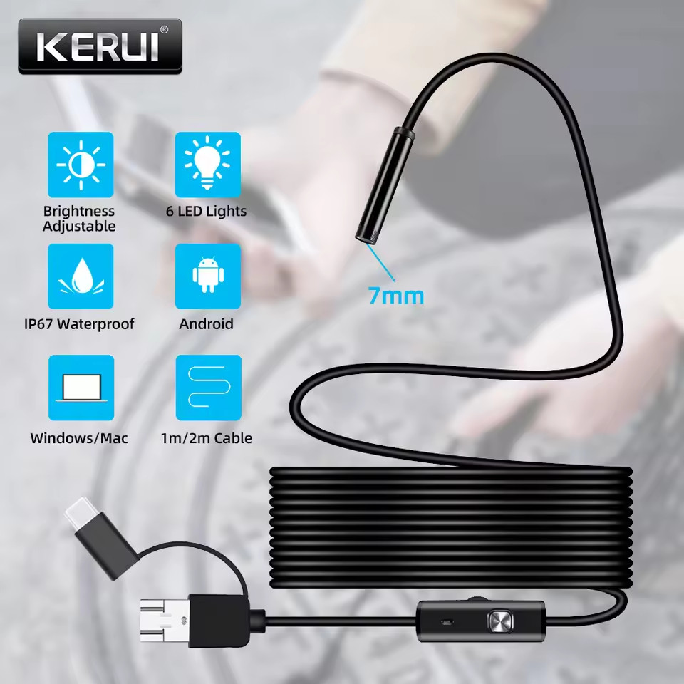 6LED USB Snake Endoscope Borescope HD Inspection Camera Scope for Android Type C