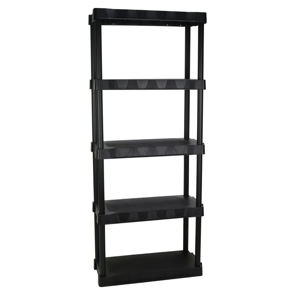 5-Tier Plastic Garage Shelving Unit Easy Assembly Durable Storage Solution New