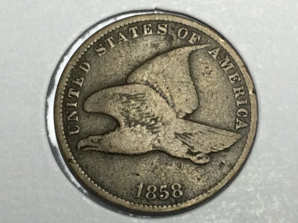 1858 small letters Flying Eagle Cent in very fine