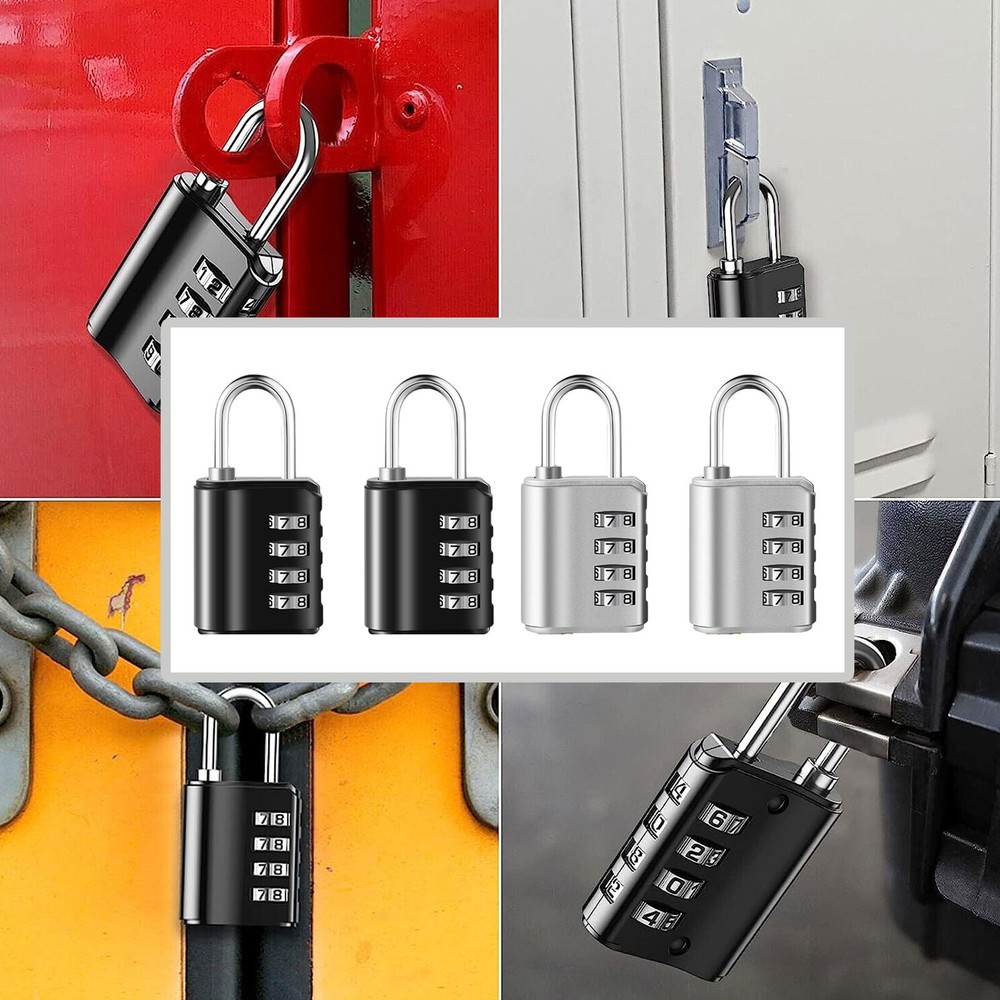 2 Pack 4 Digit Combination Padlock with Keys for School Gym Locker Waterproof