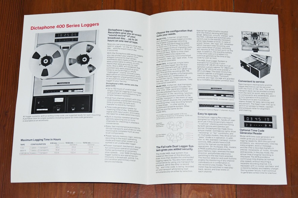 Scully Dictaphone 400L Logger Recorder Time Code Reader Generator Brochure Vtg