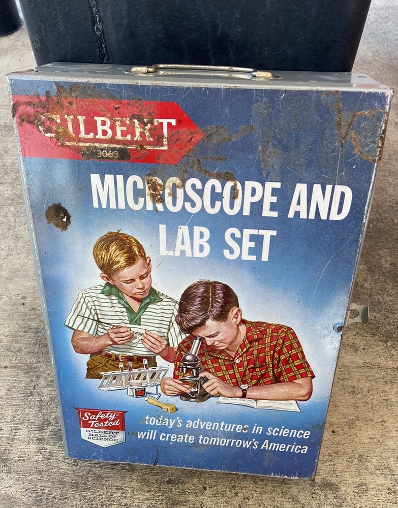 VINTAGE GILBERT MICROSCOPE AND LAB SET ORIGINAL CASE Not Complete