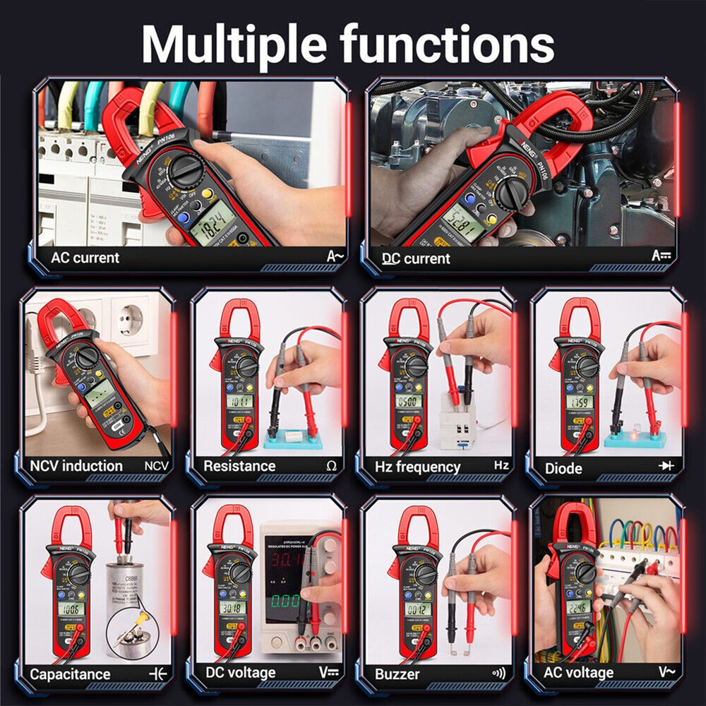 AC/DC Current Digital Clamp Meter Amp Multimeter Handheld Tester 4000 Counts