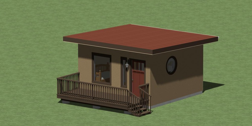 ADU Plans 256 square feet with front deck.