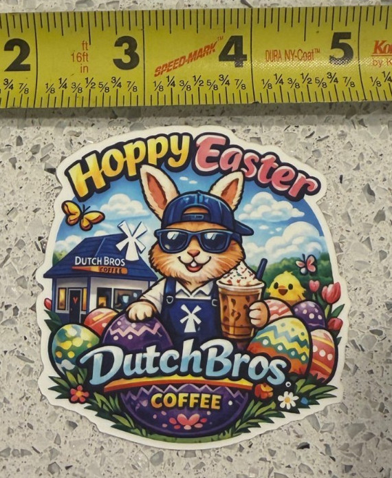 Hoppy Easter Dutch Bros Bunny Sticker – Coffee Lover Spring Easter Sticker