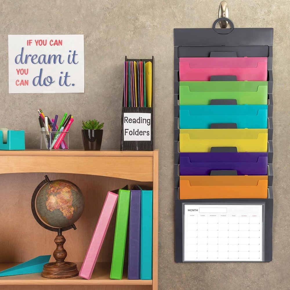Cascading Wall File Organizer Classrom Organization & Storage 6 Removable Poly