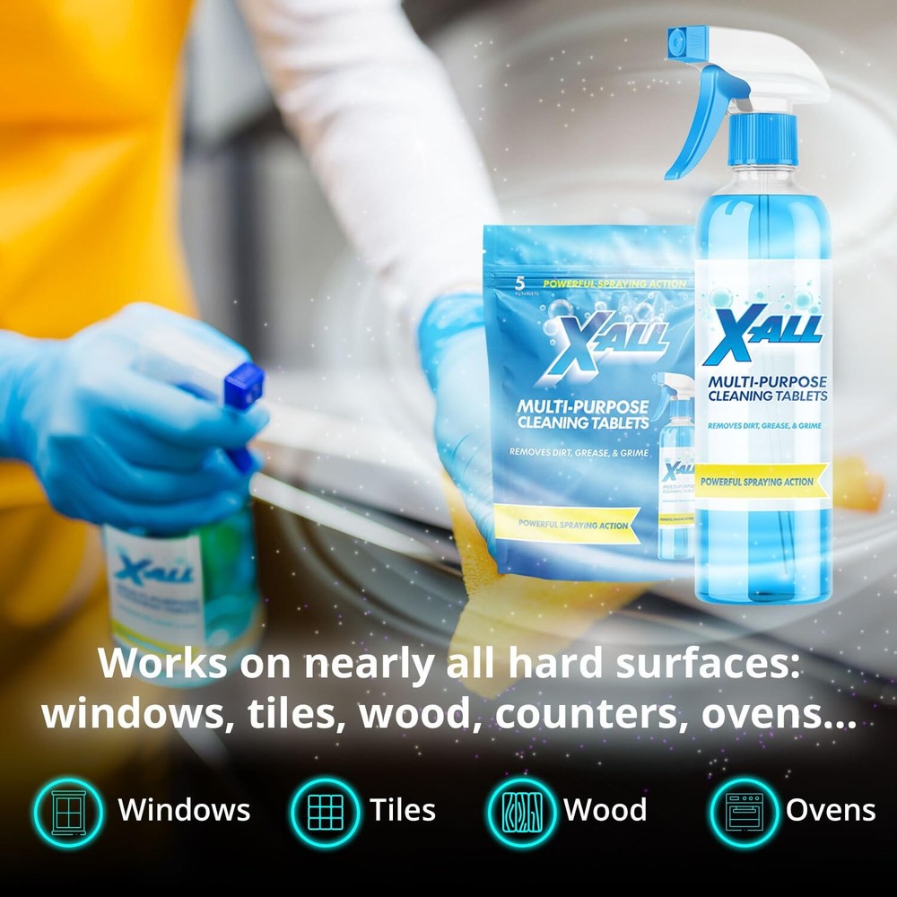 XALL MultiPurpose Cleaner Spray Bottle and 5x Cleaning Tablets