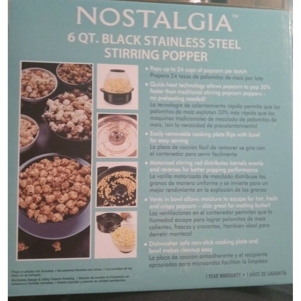 Nostalgia Popcorn Maker Black Quick Heat Halogen Technology 24 Cup Capacity Used