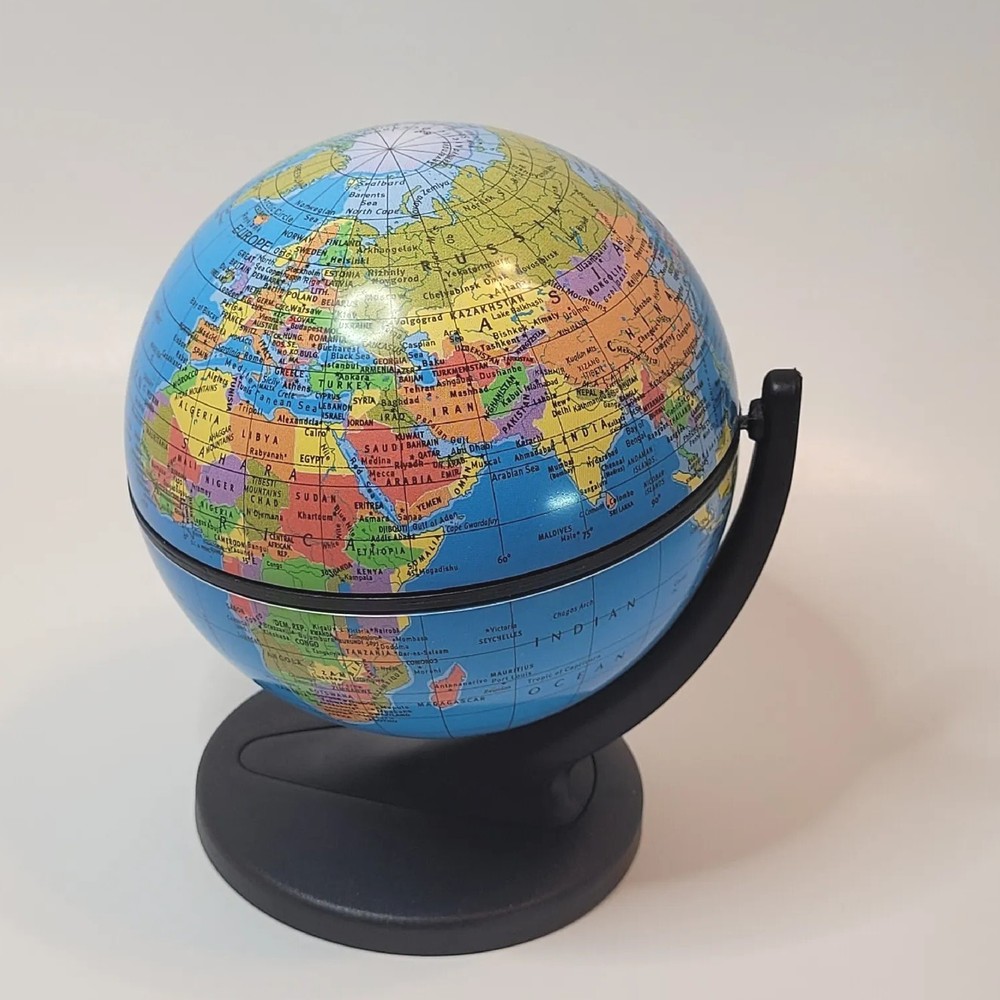 Replogle Desktop Mini Spinning Globe Dual Direction 2001 Desk Accessory 5.5"