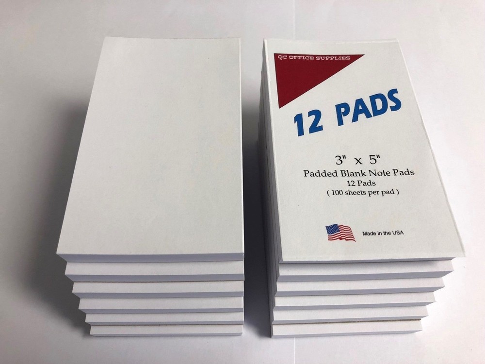 Note Pads / Memo Pads-  3” X 5” - 100 Sheets Per Pad  - 12 Pads