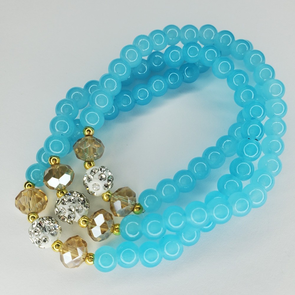 Hand crafted artisan unique gemstone bracelet - 3 layer