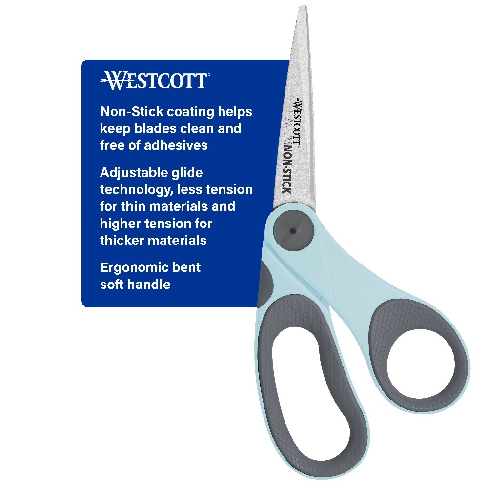 Non-Stick Titanium Crafting Scissors Bent Adjustable Glide Blue for Fabric