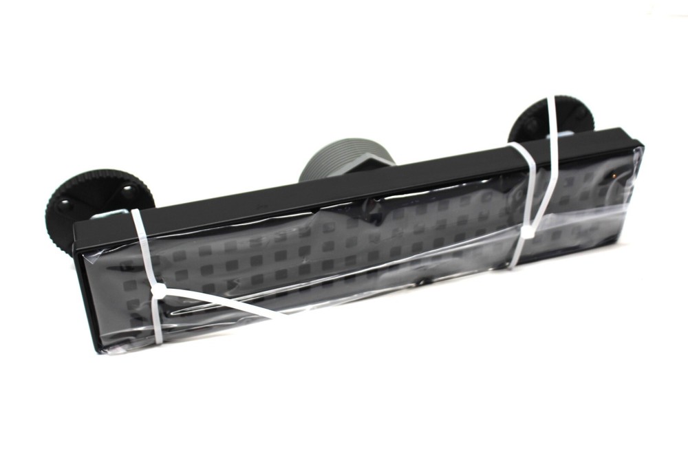 Linear Shower Drain 12 Inch Rectangular, Removable Quadrato Pattern SS Grate BLK