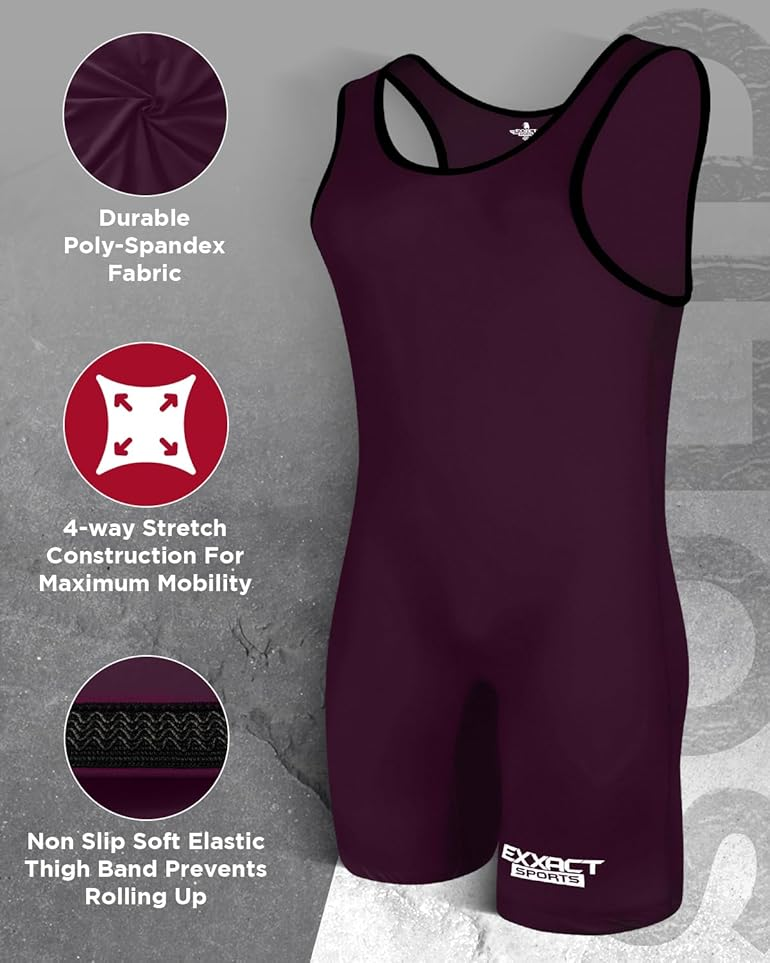 Exxact Sports Plain Wrestling Singlet Single Ply - Adult Wrestling Singlet