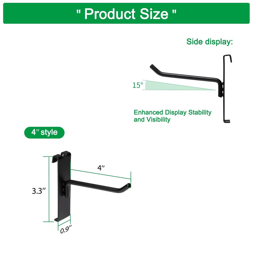 100 PCS 4 Inch Gridwall Hooks Grid Panel Hangers Retail Customized Black
