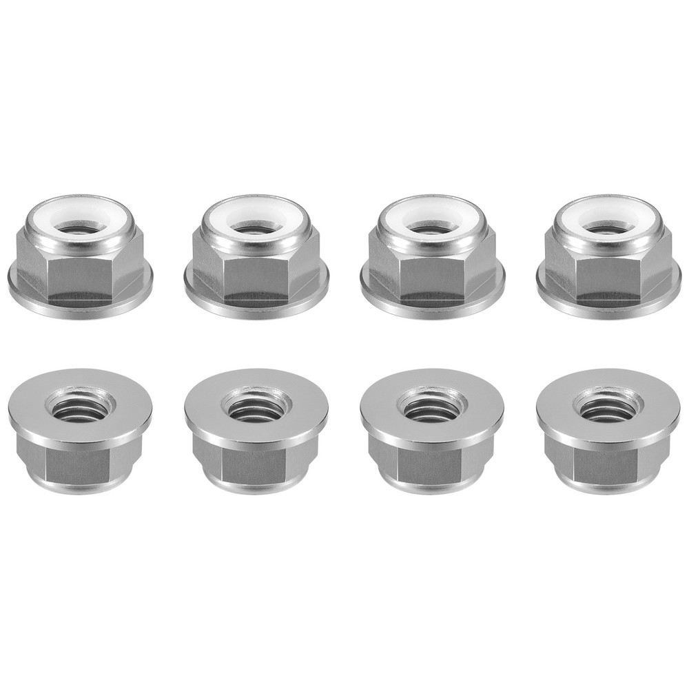 Nylon Insert Hex Lock Nuts, 8pcs - M4x0.7mm Self-Locking Nut(Titanium Gray)