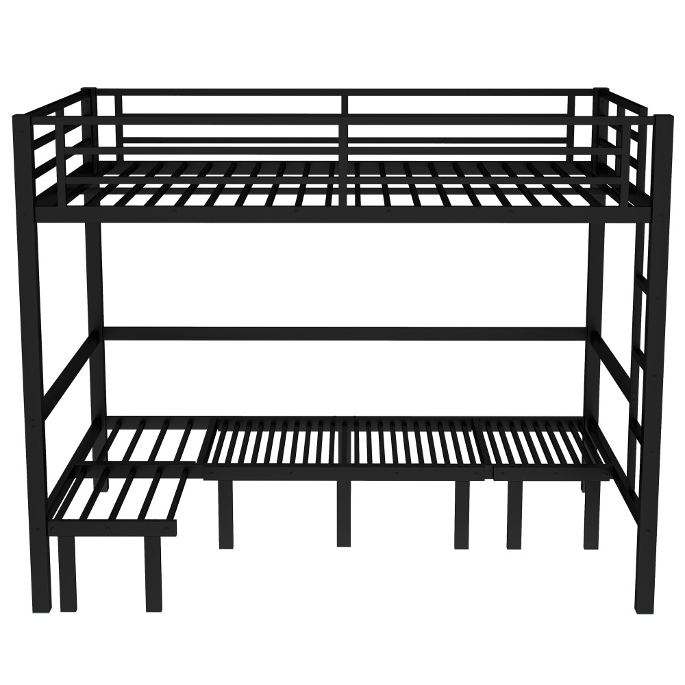 Queen over Queen Size Bed pull-out Metal Bunk Bed,lower bunk can be pulled out