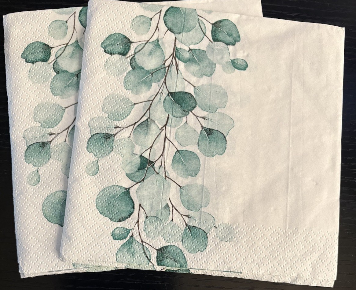 2-Eucalyptus-Style Luncheon Size Paper Napkins For Decoupage