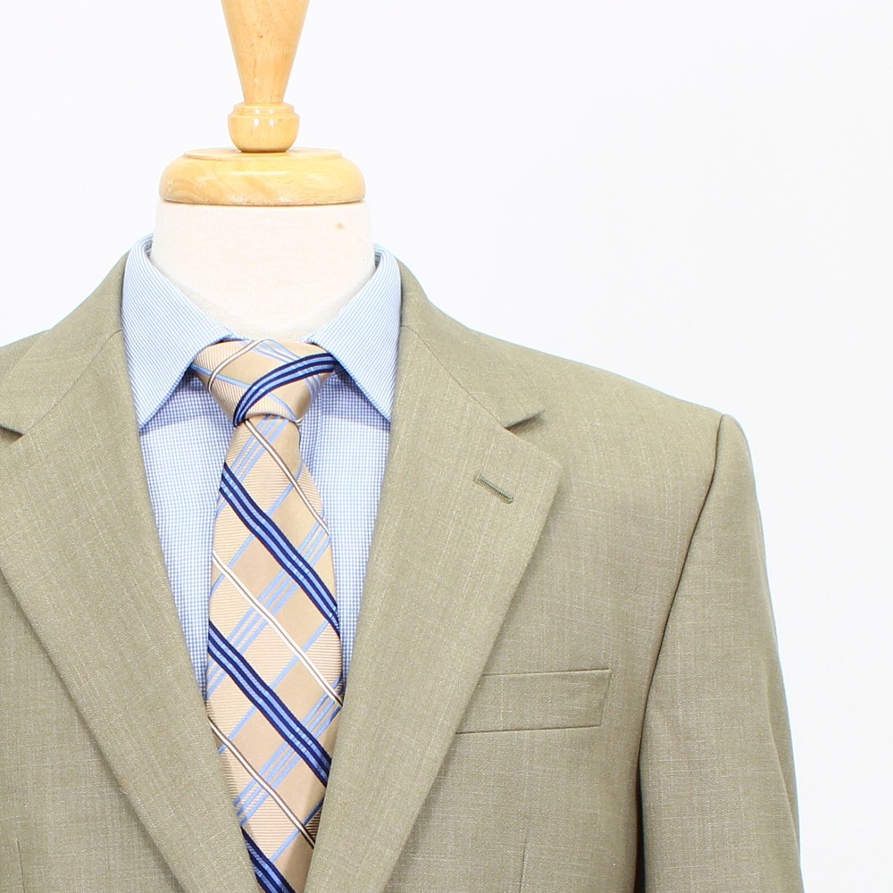 Chaps 40R Beige Sport Coat Blazer Jacket Solid 2B Polyester