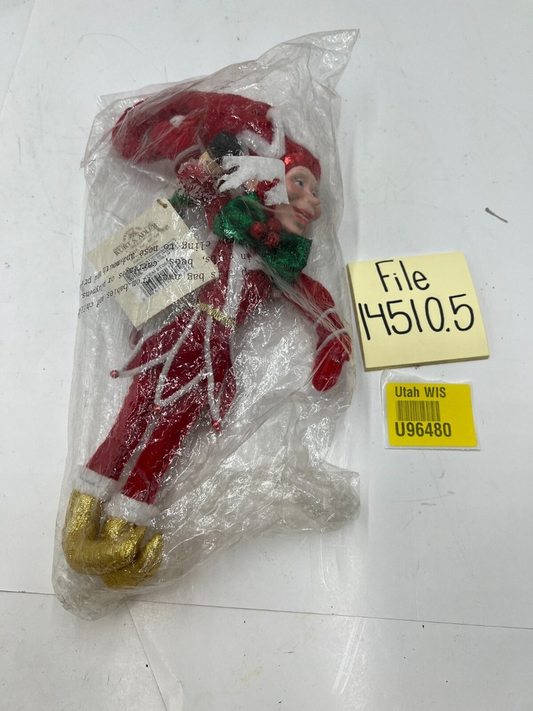 Kurt Adler Retired 2011 Pixie Pies Jazzy Jester Holding a Nutcracker T0857