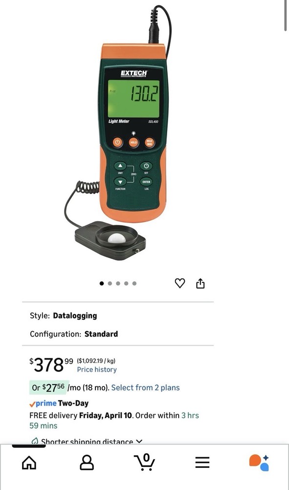 Extech SDL400 Light Meter Datalogger SD Logger Datalogging Standard