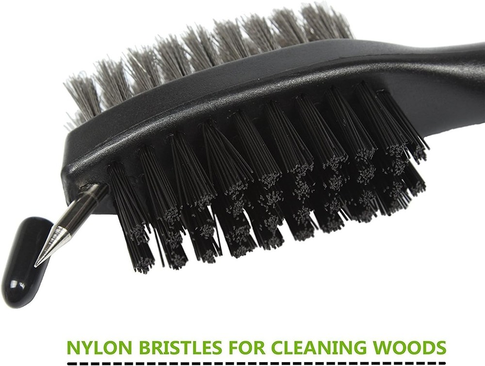Compact Golf Brush with Wire Bristles & Carabiner - Essential Golf Accessory