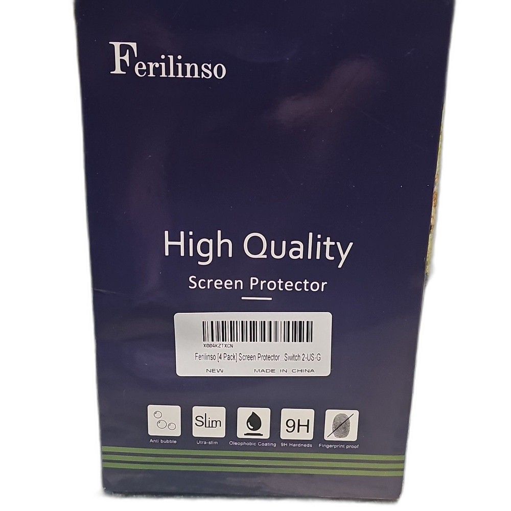 Ferilinso Clear Glass Screen Protector 4 Pack for Switch 2-US-G 9H Anti-Bubble