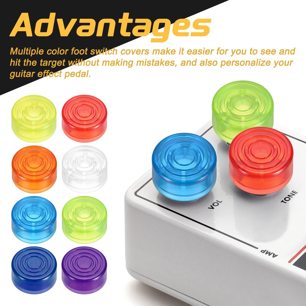 20 Pcs Footswitch Toppers Guitar Pedal Button Caps, Multicolored