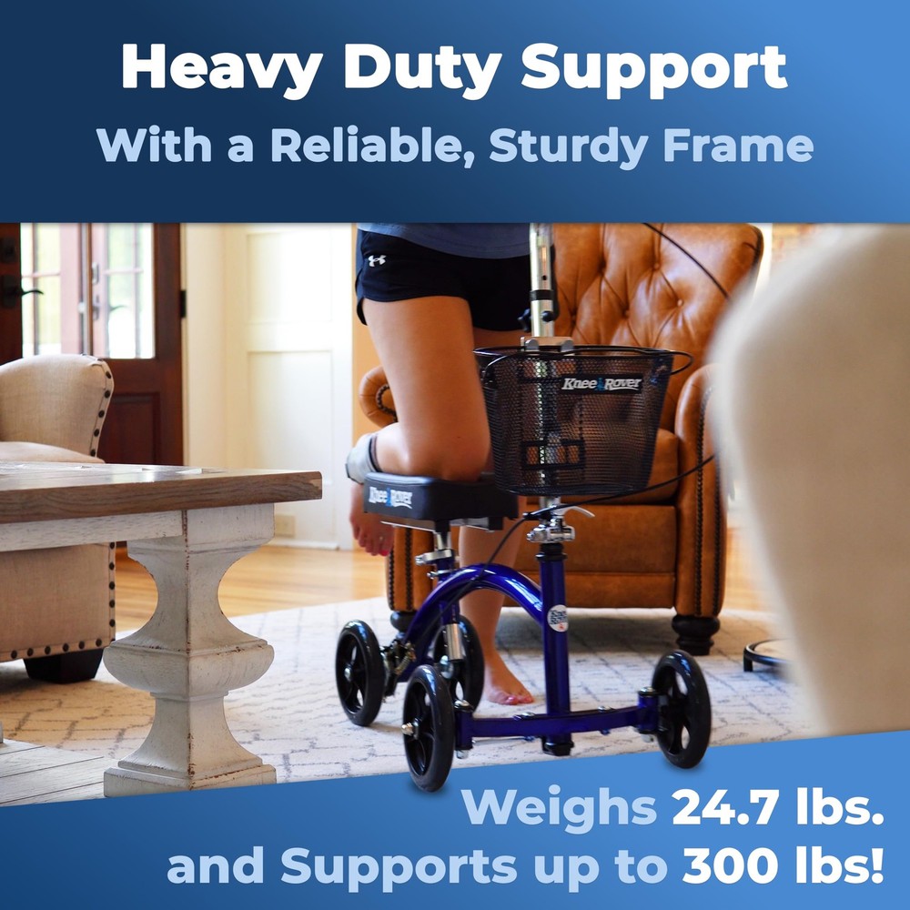 KneeRover Deluxe KneeCycle Steerable Knee Walker – Foldable Mobility Aid Kne...