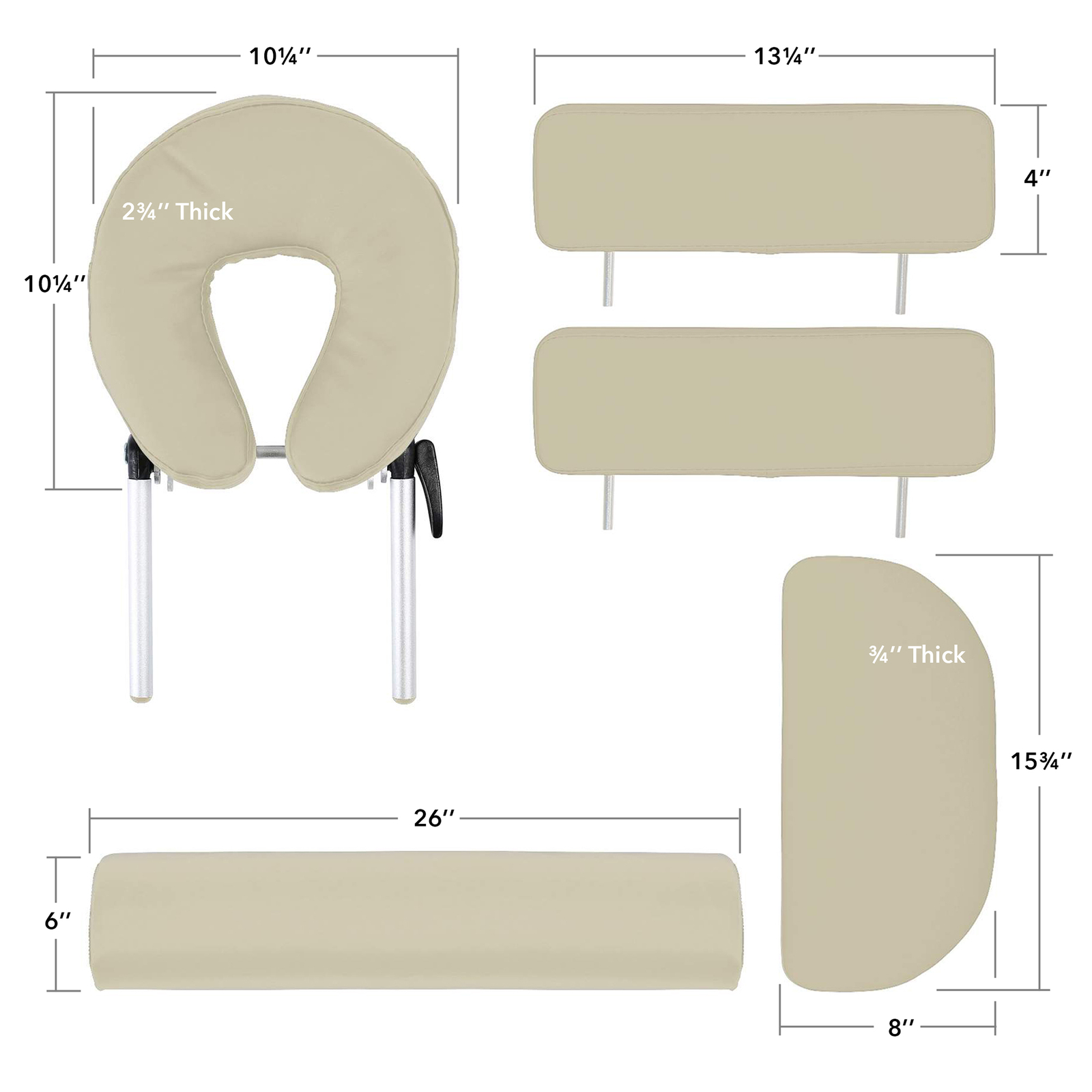 Portable Cream Massage Table with Bolster and Tilt Backrest